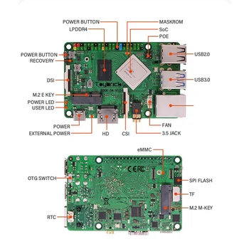 Для Rock Pi 3A Rockchip RK3568 Четырехъядерный процессор Cortex-A55 оперативная память WiFi6 + Bluetooth 5,0 Android 11 NPU AI Плата разработки (2 ГБ)